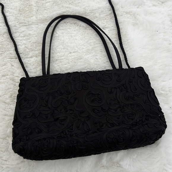 Nine West Black Embroidered Clutch with Straps - Picture 3 of 9